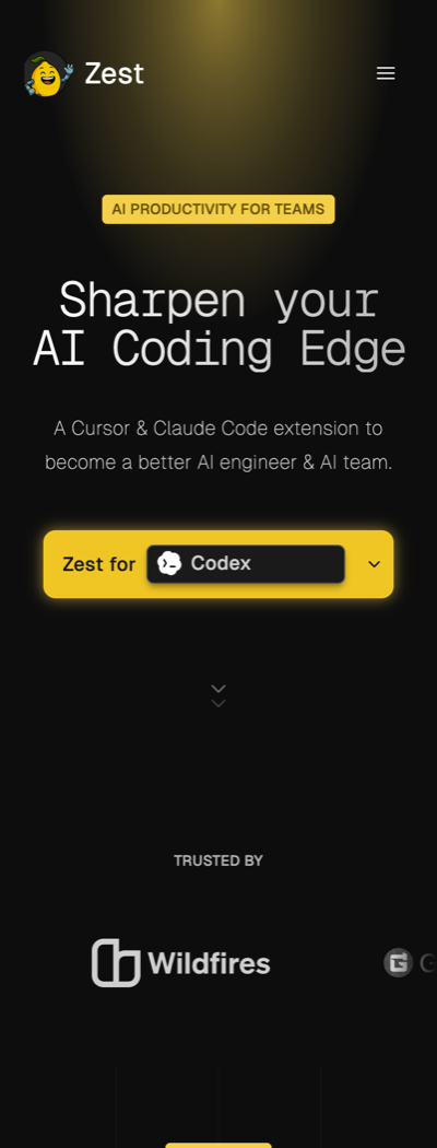 Zest Mobile · 375px screenshot